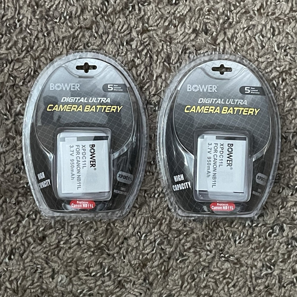 Lot of 2 Bower XPDC11L Rechargeable Battery‎ Replacement Canon NB-11L New Sealed